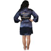 BATA PERSONALIZADA PARA NOVIAS Y EVENTOS AZUL MARINO