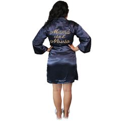 BATA PERSONALIZADA PARA NOVIAS Y EVENTOS AZUL MARINO