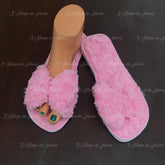 Pantufla para evento tipo moño Color Rosa Pastel
