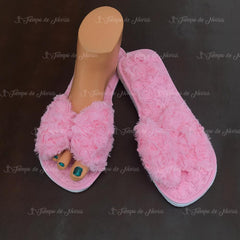 Pantufla para evento tipo moño Color Rosa Pastel