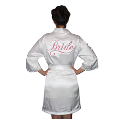 Bata Personalizada de Satín color Blanca