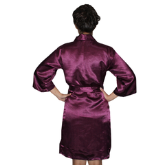 Bata Personalizada de Satín color Morado Uva