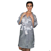Bata Personalizada de Satín color Plata