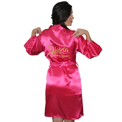 Bata Personalizada de Satín color Fucsia