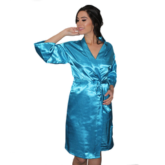 Bata Personalizada de Satín color Turqueza