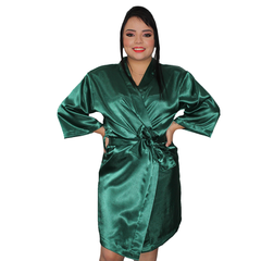 Bata Personalizada de Satín color Verde Esmeralda+
