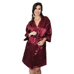 Bata Personalizada de Satín color Vino