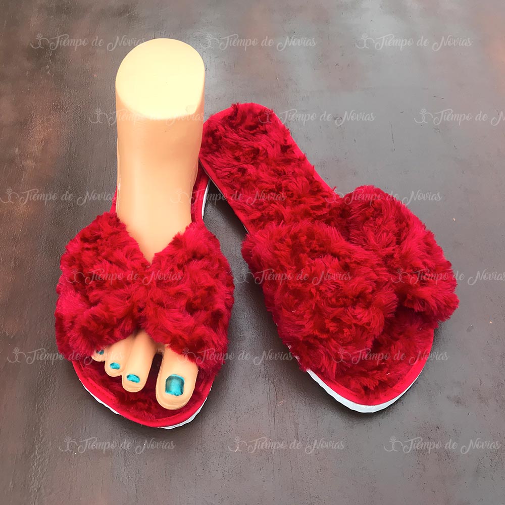 Pantufla para evento tipo moño Color Rojo