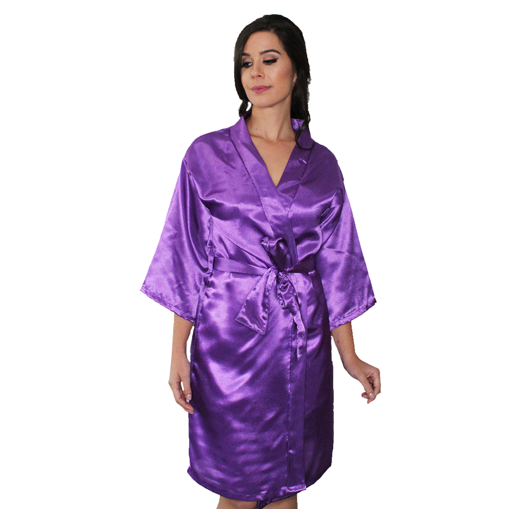 Bata Personalizada de Satín color Morado
