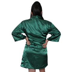 Bata Personalizada de Satín color Verde Esmeralda+